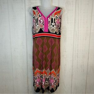 Liz‎ Claiborne Womens Midi Dress Size XL Sleeveless Pullover Stretch V Neck Boho